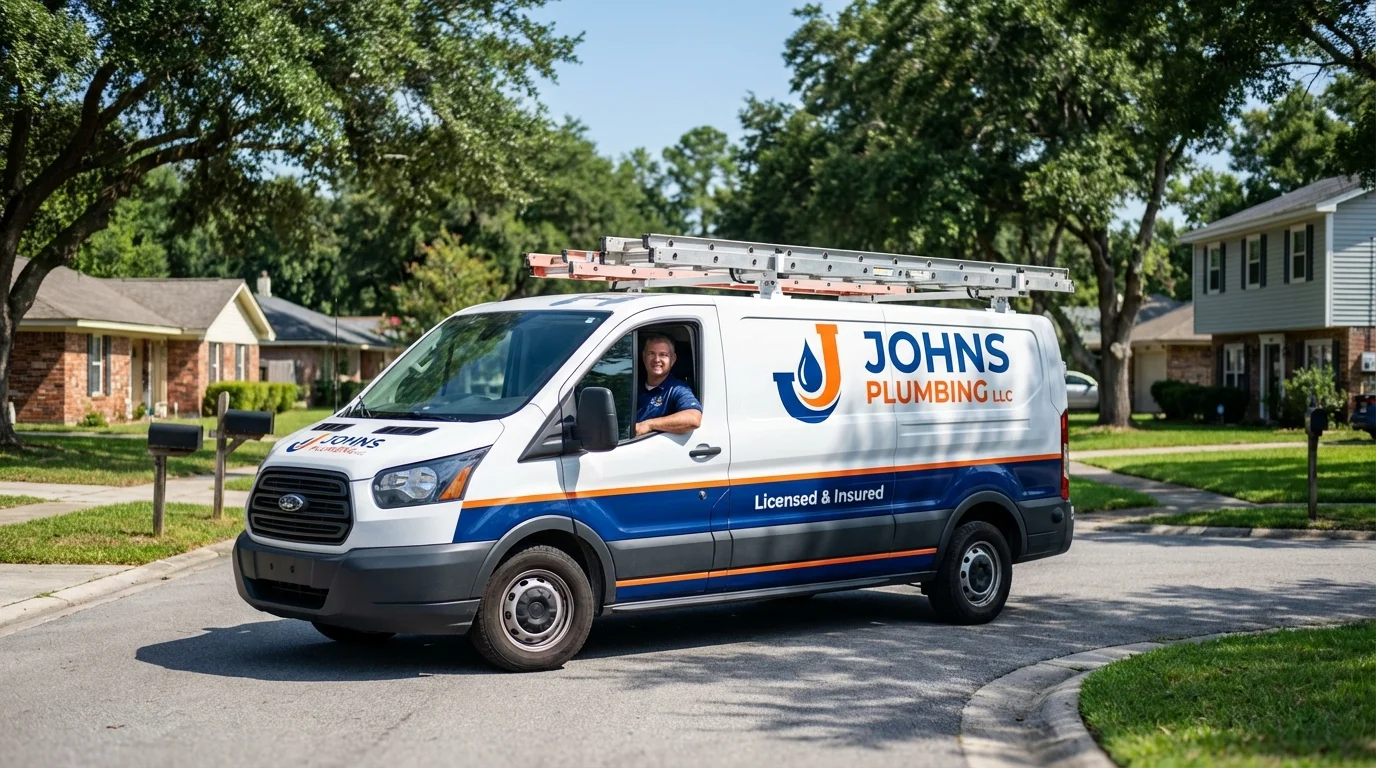 Johns Plumbing LLC service van in South Lebanon, OH