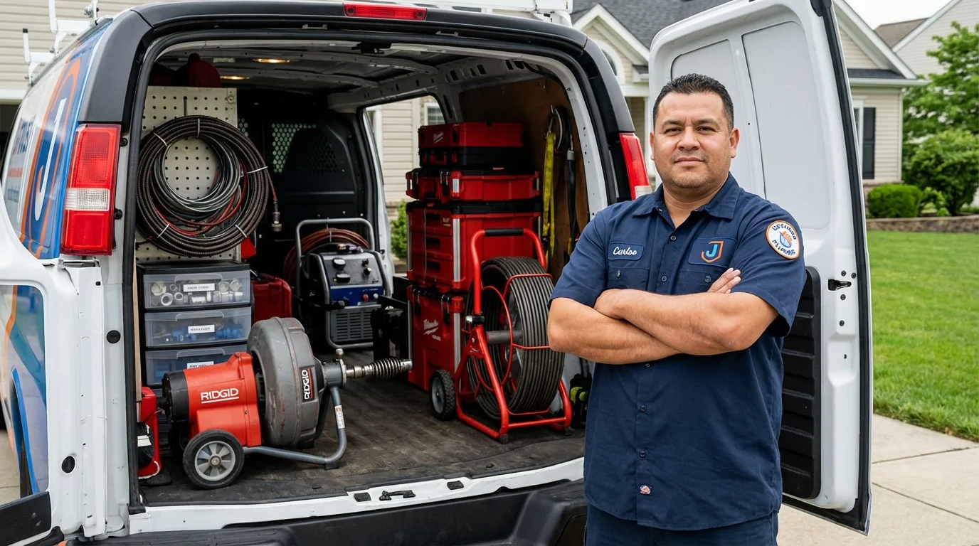 Professional drain cleaning equipment and Johns Plumbing LLC plumber in South Lebanon