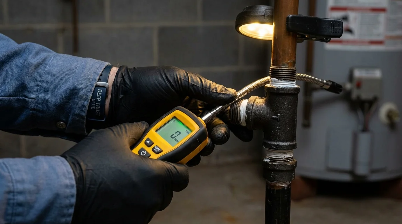 Gas leak detection with electronic sniffer by Johns Plumbing LLC in South Lebanon