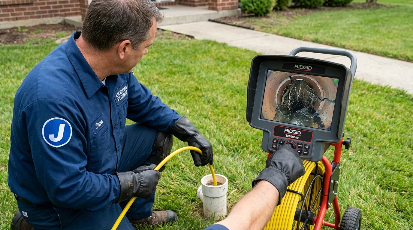 Sewer camera inspection being performed by Johns Plumbing LLC in South Lebanon
