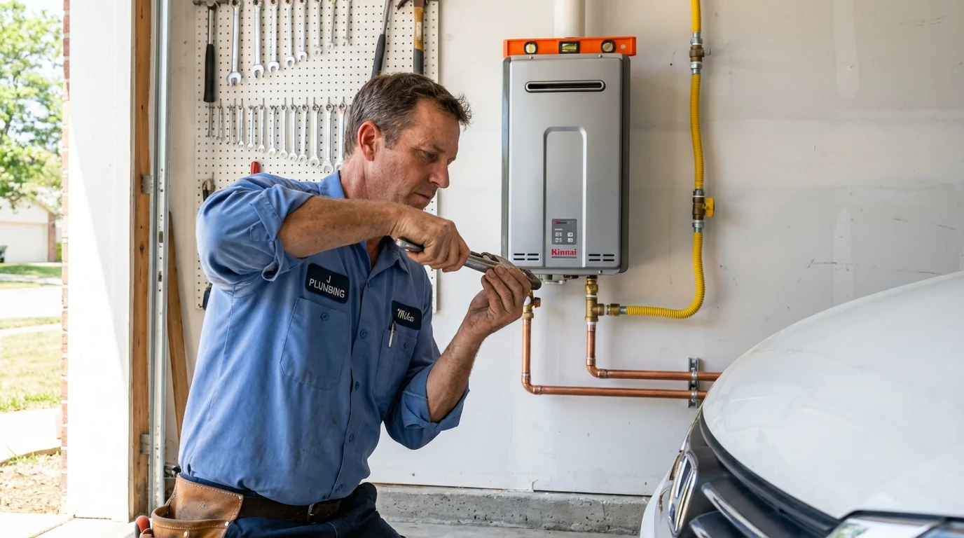 Tankless water heater installation by a Johns Plumbing LLC plumber in South Lebanon